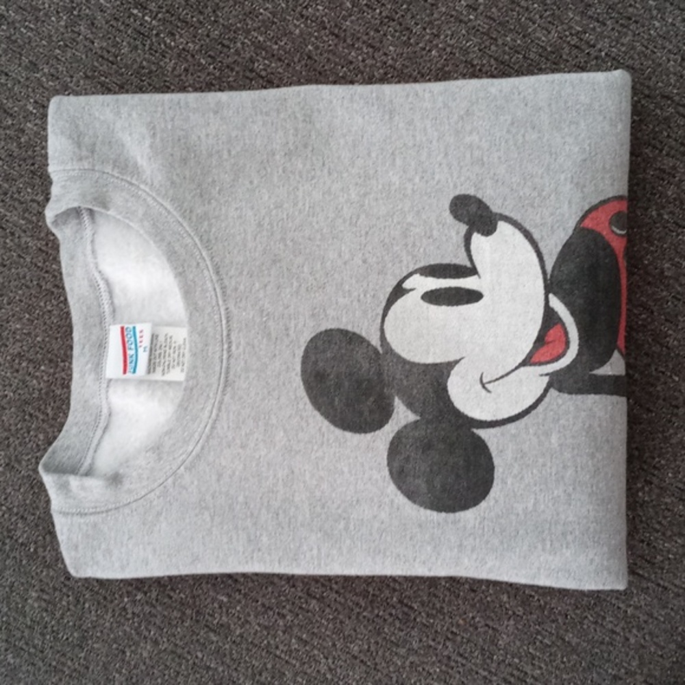 ❤️Junk Food❤️ - Unisex Heather Gray Mickey Mouse Oversized Fleece Sweatshirt - Picture 10 of 10